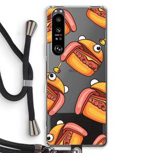 CaseCompany Hamburger: Sony Xperia 1 III Transparant Hoesje met koord