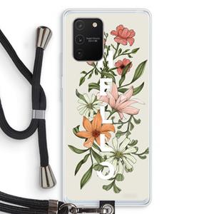 CaseCompany Hello bloemen: Samsung Galaxy S10 Lite Transparant Hoesje met koord