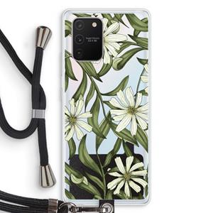 CaseCompany Wit bloemenpatroon: Samsung Galaxy S10 Lite Transparant Hoesje met koord