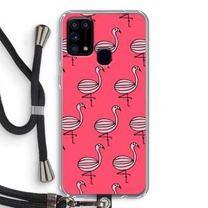CaseCompany Flamingo: Samsung Galaxy M31 Transparant Hoesje met koord