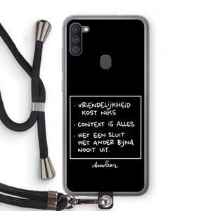 CaseCompany Mijn Motto's: Samsung Galaxy A11 Transparant Hoesje met koord