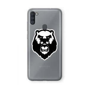 CaseCompany Angry Bear (white): Samsung Galaxy A11 Transparant Hoesje