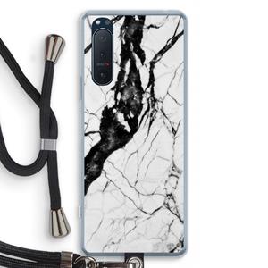 CaseCompany Witte marmer 2: Sony Xperia 5 II Transparant Hoesje met koord