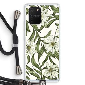 CaseCompany Wit bloemenpatroon: Samsung Galaxy S10 Lite Transparant Hoesje met koord