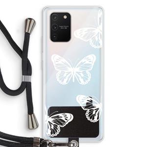 CaseCompany White butterfly: Samsung Galaxy S10 Lite Transparant Hoesje met koord