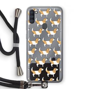 CaseCompany Doggy: Samsung Galaxy A11 Transparant Hoesje met koord