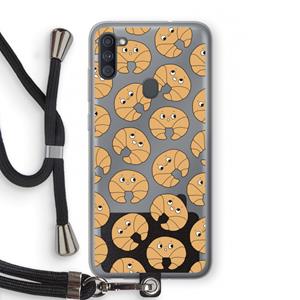 CaseCompany Croissant: Samsung Galaxy A11 Transparant Hoesje met koord