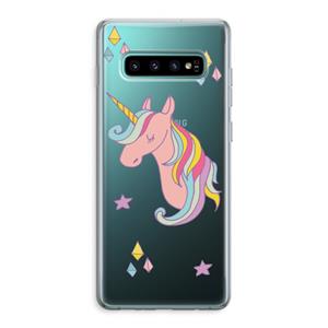 CaseCompany Roze eenhoorn: Samsung Galaxy S10 Plus Transparant Hoesje