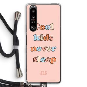 CaseCompany Cool Kids Never Sleep: Sony Xperia 1 III Transparant Hoesje met koord