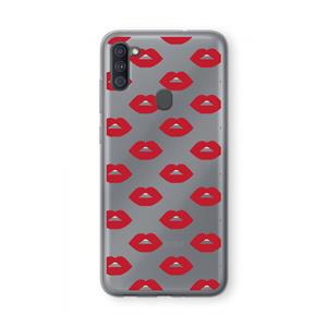CaseCompany Lips: Samsung Galaxy A11 Transparant Hoesje