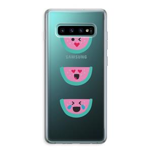 CaseCompany Smiley watermeloen: Samsung Galaxy S10 Plus Transparant Hoesje