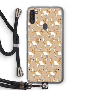 CaseCompany Doggy: Samsung Galaxy A11 Transparant Hoesje met koord