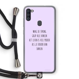 CaseCompany Sprong: Samsung Galaxy A11 Transparant Hoesje met koord
