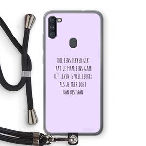 CaseCompany Gek: Samsung Galaxy A11 Transparant Hoesje met koord