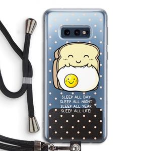 CaseCompany Sleep All Day: Samsung Galaxy S10e Transparant Hoesje met koord