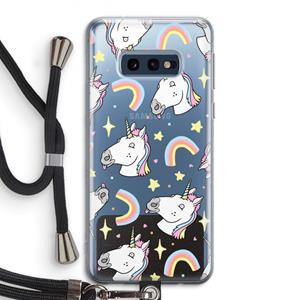 CaseCompany Rainbow Unicorn: Samsung Galaxy S10e Transparant Hoesje met koord