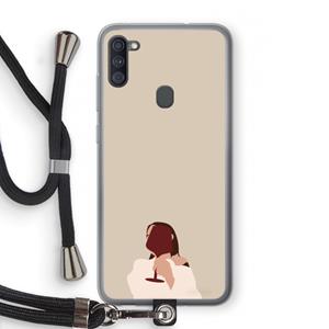 CaseCompany I drink wine: Samsung Galaxy A11 Transparant Hoesje met koord