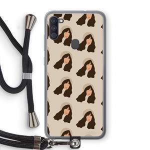 CaseCompany Bonjour mon amour: Samsung Galaxy A11 Transparant Hoesje met koord