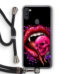 CaseCompany Dodelijk zoet: Samsung Galaxy A11 Transparant Hoesje met koord