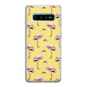 CaseCompany Flamingo's geel: Samsung Galaxy S10 Plus Transparant Hoesje