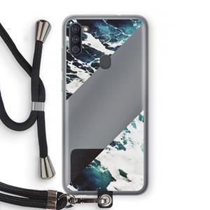 CaseCompany Golven: Samsung Galaxy A11 Transparant Hoesje met koord