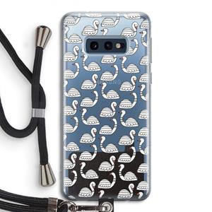 CaseCompany Zwanen: Samsung Galaxy S10e Transparant Hoesje met koord