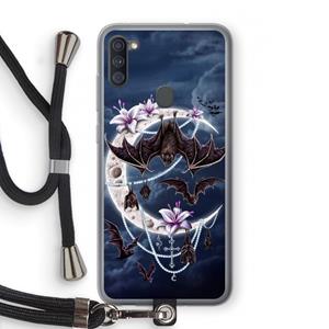 CaseCompany Vleermuizen Maan: Samsung Galaxy A11 Transparant Hoesje met koord