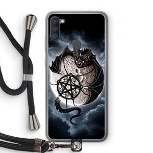 CaseCompany Volle maan: Samsung Galaxy A11 Transparant Hoesje met koord