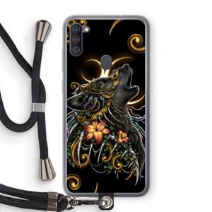 CaseCompany Huilende Wolf: Samsung Galaxy A11 Transparant Hoesje met koord