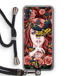 CaseCompany Lady Moth: Samsung Galaxy A11 Transparant Hoesje met koord