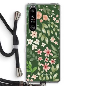 CaseCompany Botanical green sweet flower heaven: Sony Xperia 1 III Transparant Hoesje met koord