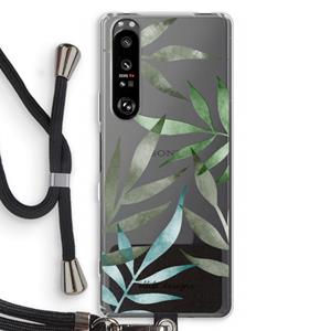 CaseCompany Tropical watercolor leaves: Sony Xperia 1 III Transparant Hoesje met koord