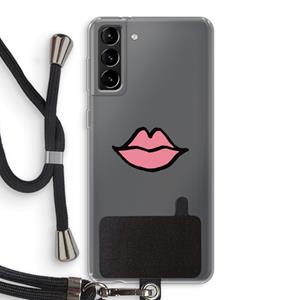 CaseCompany Kusje: Samsung Galaxy S21 Plus Transparant Hoesje met koord