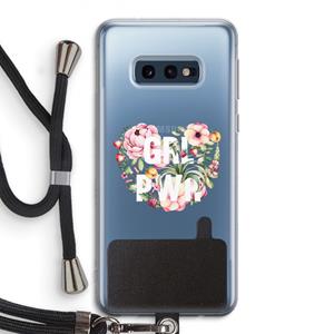 CaseCompany GRL PWR Flower: Samsung Galaxy S10e Transparant Hoesje met koord