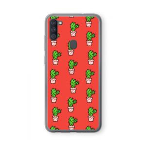 CaseCompany Mini cactus: Samsung Galaxy A11 Transparant Hoesje