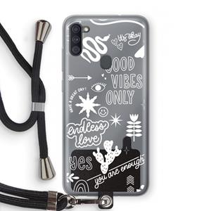 CaseCompany Good vibes: Samsung Galaxy A11 Transparant Hoesje met koord