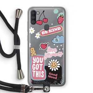 CaseCompany Positivity: Samsung Galaxy A11 Transparant Hoesje met koord