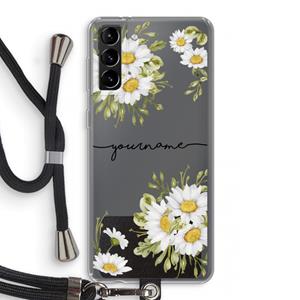 CaseCompany Daisies: Samsung Galaxy S21 Plus Transparant Hoesje met koord