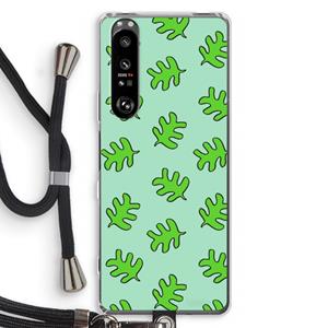 CaseCompany Groene blaadjes: Sony Xperia 1 III Transparant Hoesje met koord