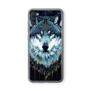 CaseCompany Darkness Wolf: Samsung Galaxy A11 Transparant Hoesje