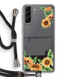 CaseCompany Zonnebloemen: Samsung Galaxy S21 Plus Transparant Hoesje met koord