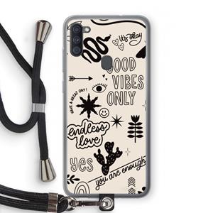 CaseCompany Good vibes: Samsung Galaxy A11 Transparant Hoesje met koord