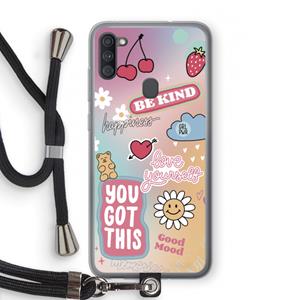 CaseCompany Positivity: Samsung Galaxy A11 Transparant Hoesje met koord