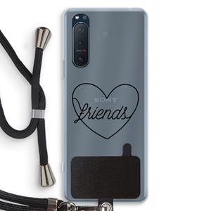 CaseCompany Friends heart black: Sony Xperia 5 II Transparant Hoesje met koord