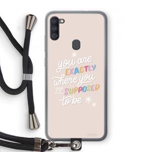 CaseCompany Right Place: Samsung Galaxy A11 Transparant Hoesje met koord