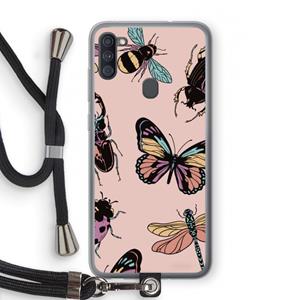 CaseCompany Tiny Bugs: Samsung Galaxy A11 Transparant Hoesje met koord
