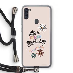 CaseCompany Tough Life: Samsung Galaxy A11 Transparant Hoesje met koord