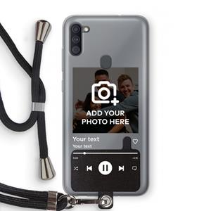 CaseCompany Music Player: Samsung Galaxy A11 Transparant Hoesje met koord
