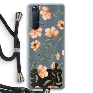 CaseCompany Peachy flowers: Sony Xperia 5 II Transparant Hoesje met koord