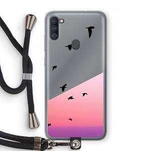 CaseCompany Fly away: Samsung Galaxy A11 Transparant Hoesje met koord